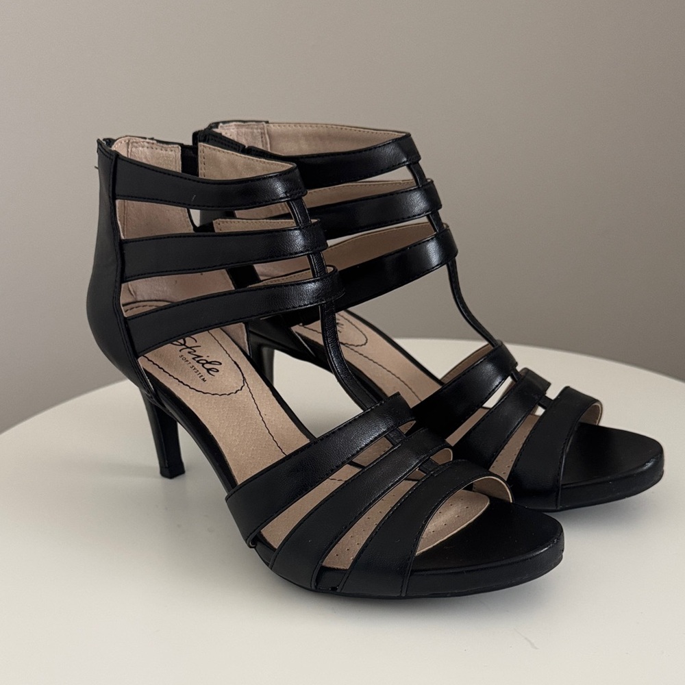 LifeStride Black Strappy Heels Sz 7.5